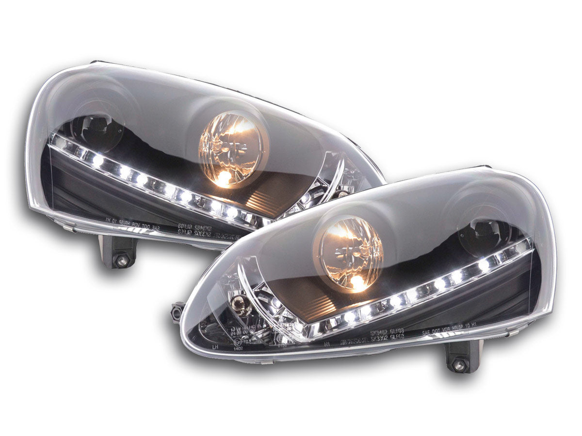 Scheinwerfer Set Daylight LED Tagfahrlicht VW Golf 5 Typ 1K 03-08 schwarz Scheinwerfer Set Daylight LED Tagfahrlicht VW Golf 5 Typ 1K 03-08 schwarz
